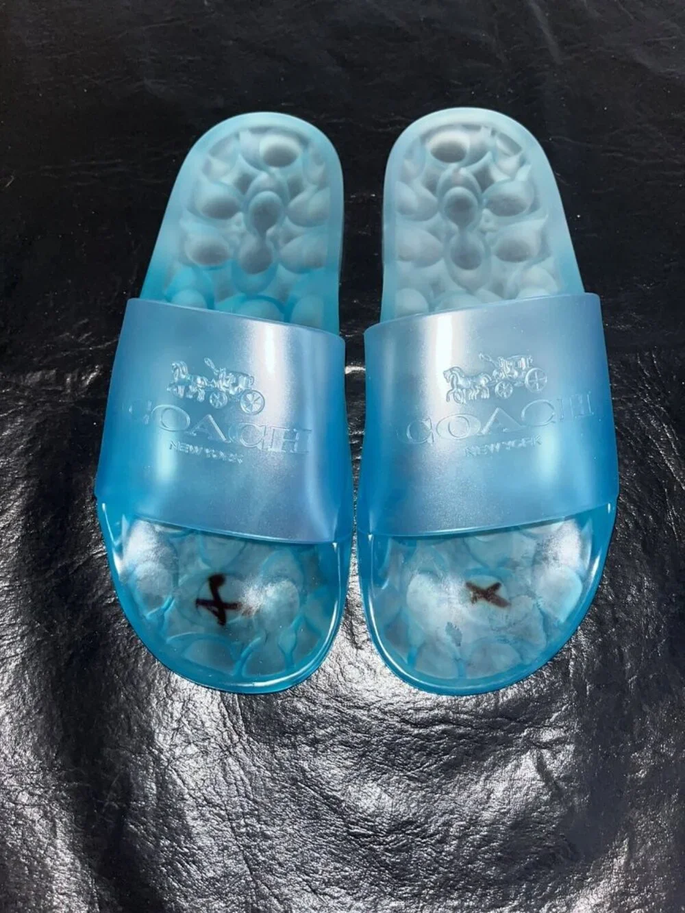 NEW Coach Ulyssa Jelly Shoes Rubber Pool Slides Sandals Size 7 Blue Sea Mist